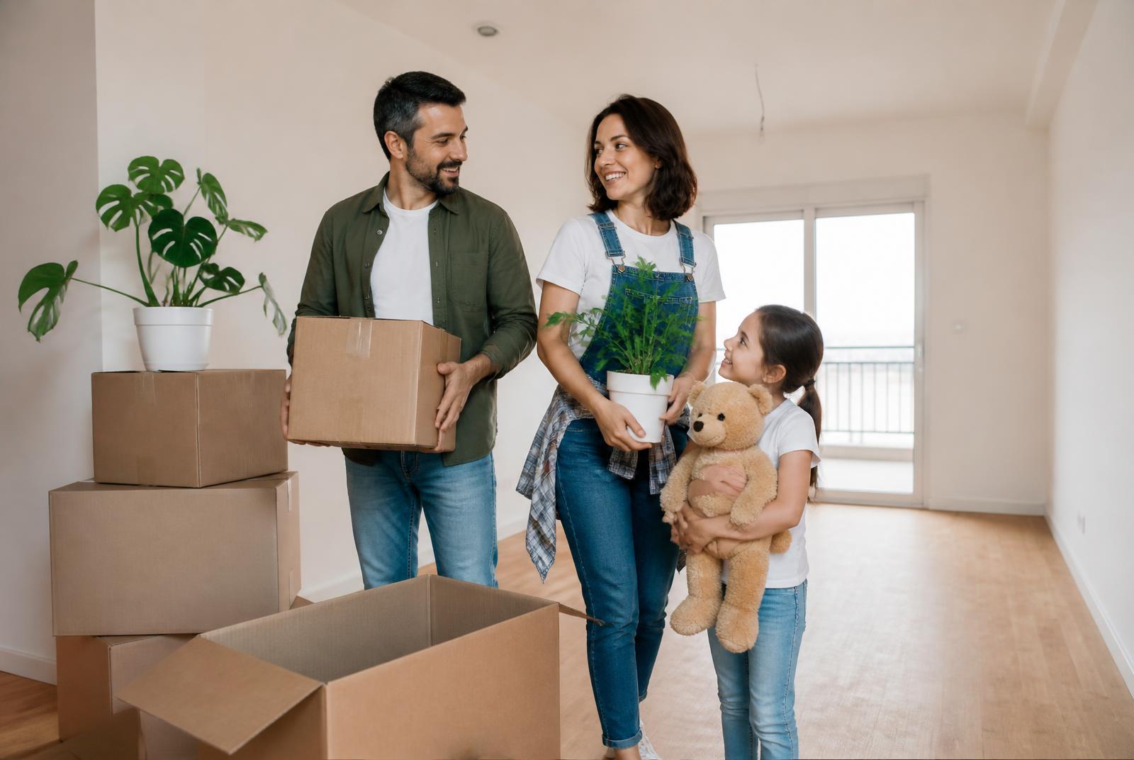 Família portuguesa em mudança para uma nova casa